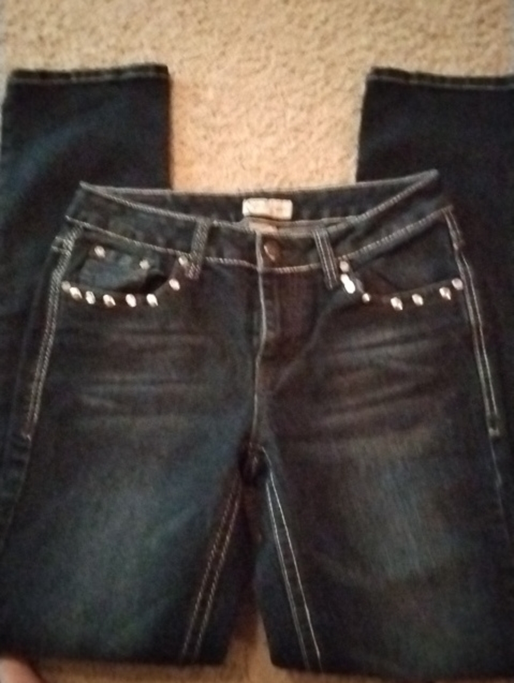 Earl Jeans Dark Blue Skinny Jeans with Stud Accents